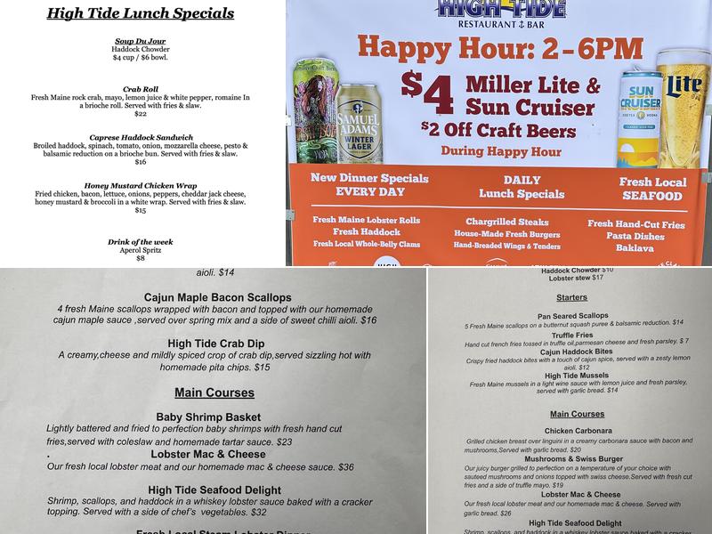 High Tide Menu
