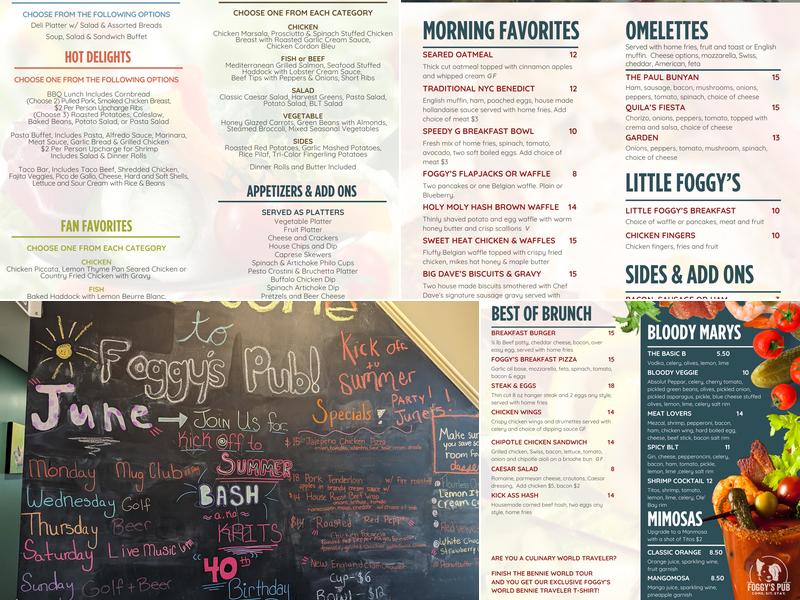 Foggy's Pub Menu