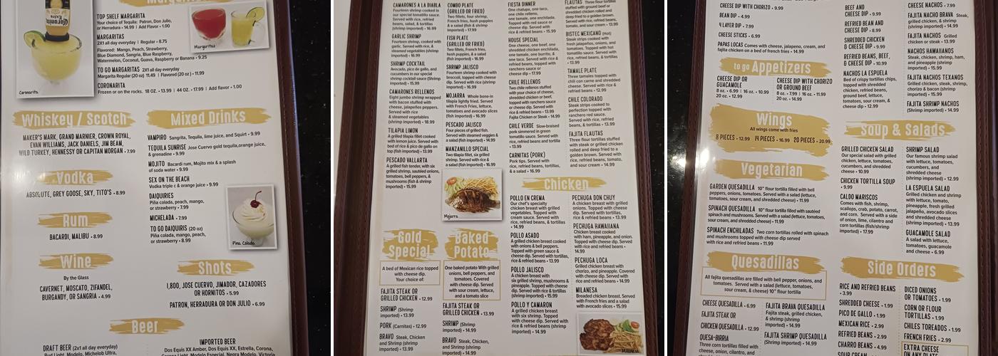La Espuela Cantina & Grill Menu