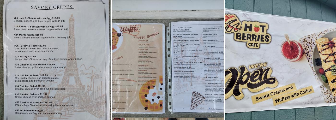Hot Berries Cafe Menu