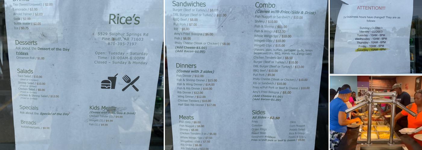 Rice First Class Catering Menu