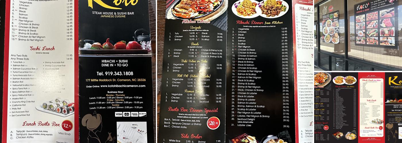 KOTO Hibachi & Sushi Menu