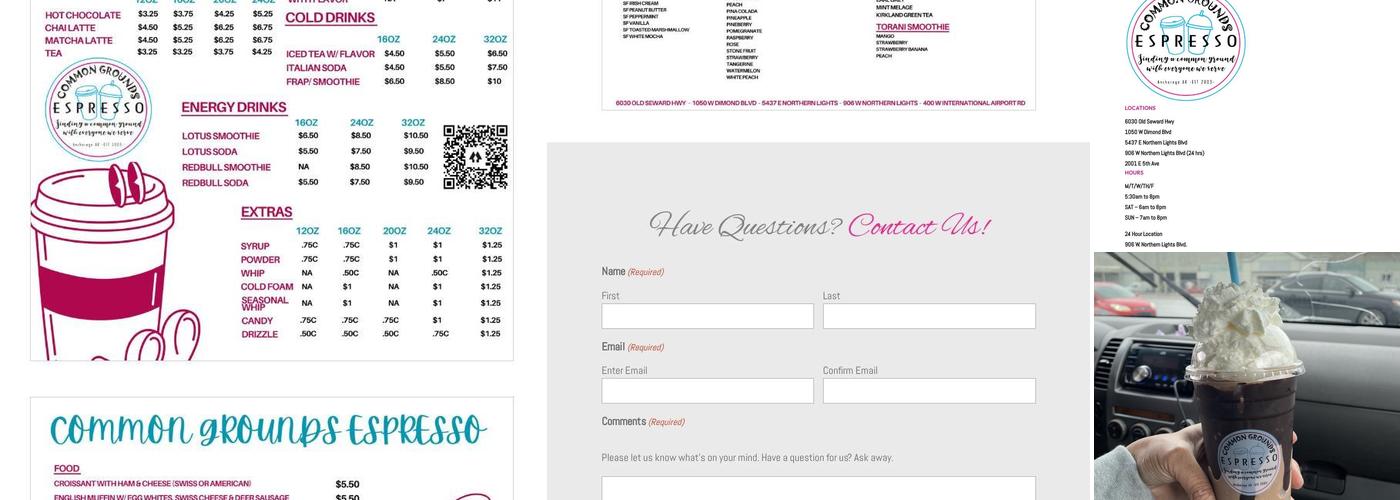 Common Grounds Espresso Menu