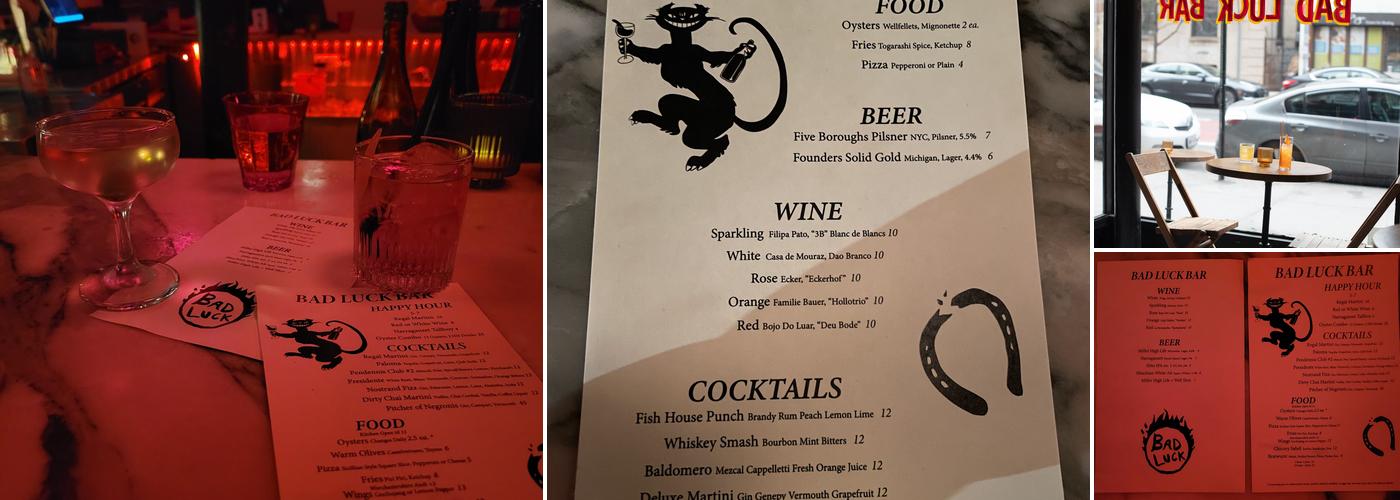 Bad Luck Bar Menu