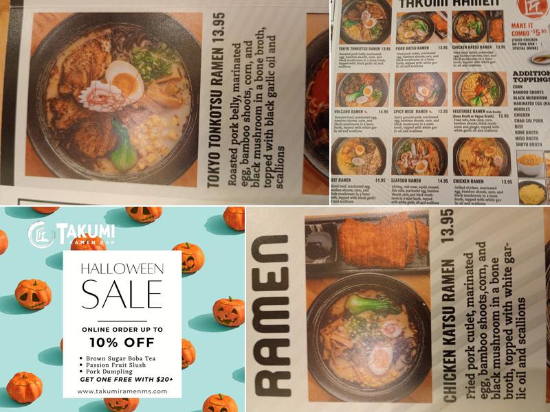 Takumi Ramen Menu