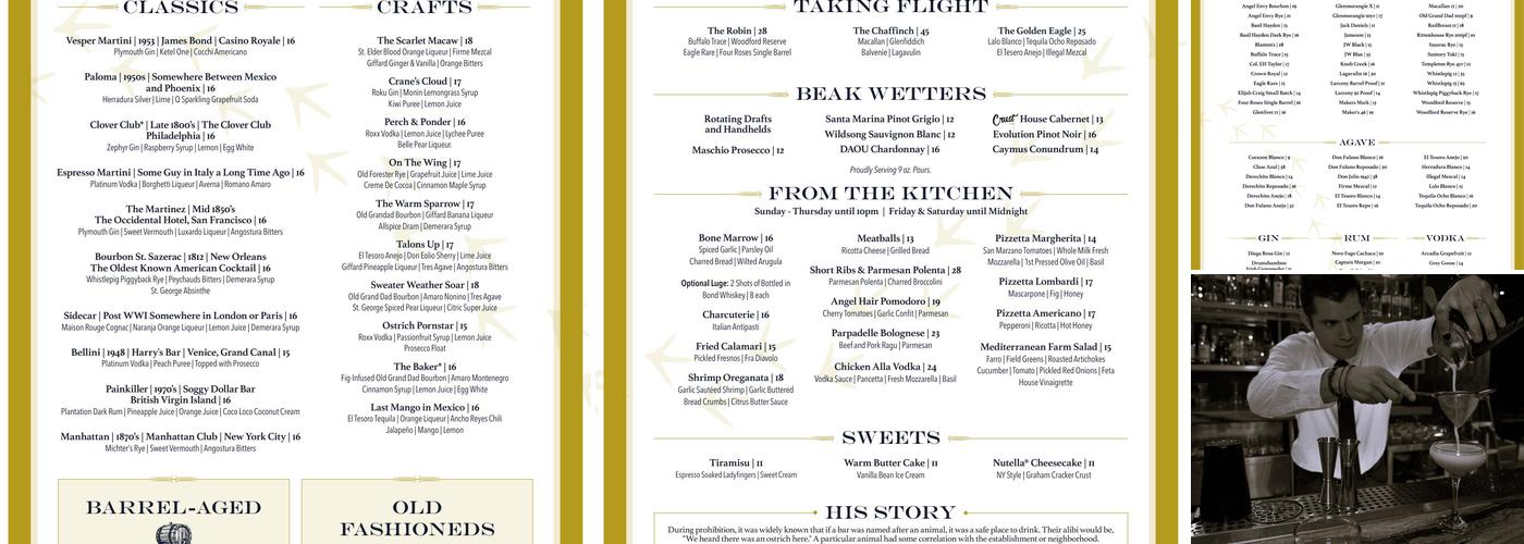 The Blue Heron Menu