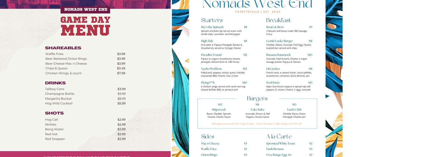 West End Bar Menu