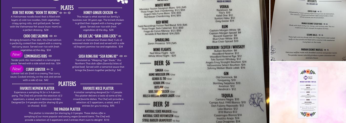 House 1830 Menu