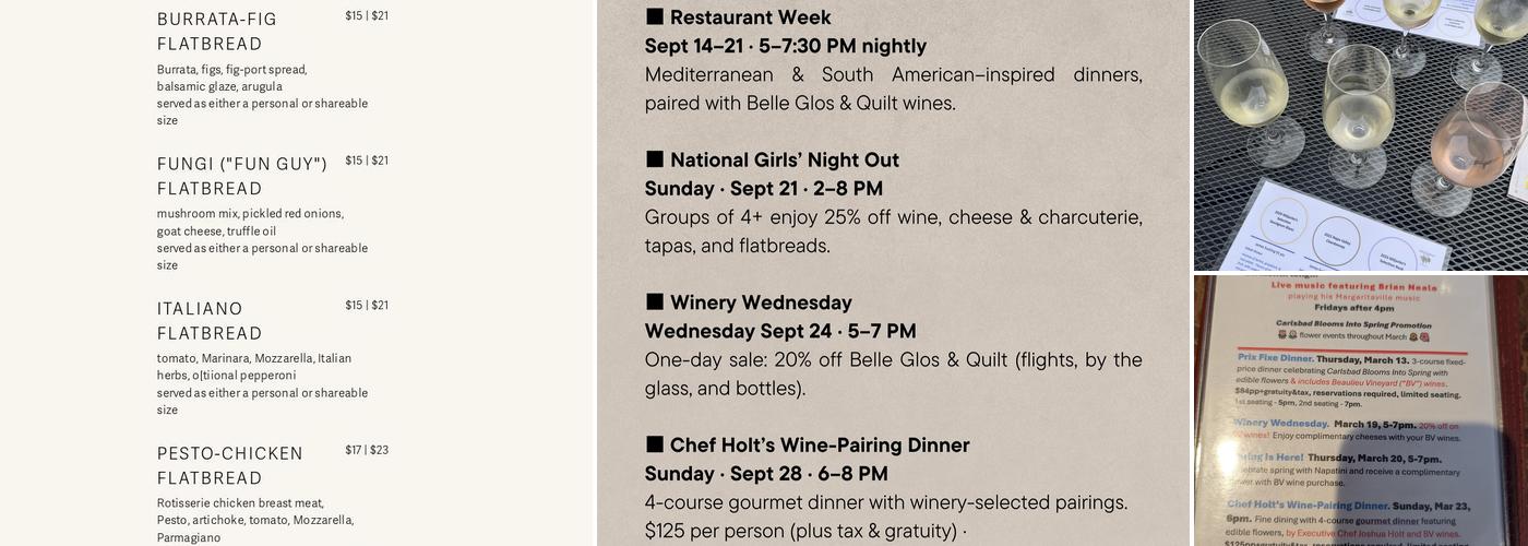 Napatini Bistro and Wine Bar Menu