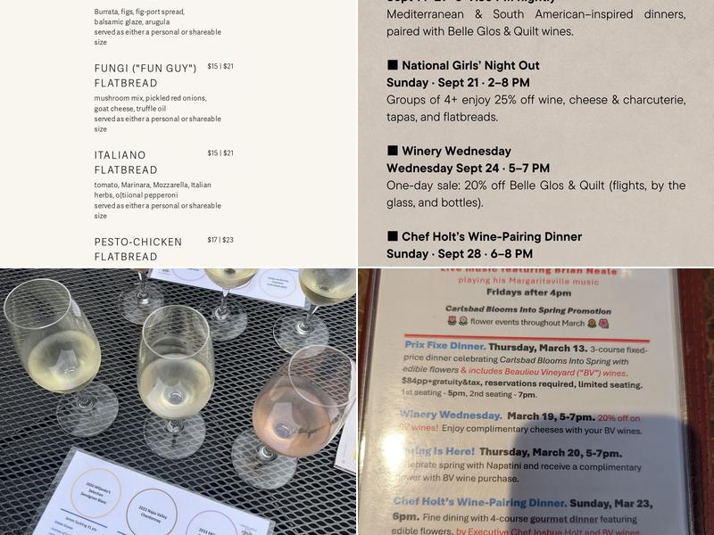 Napatini Bistro and Wine Bar Menu