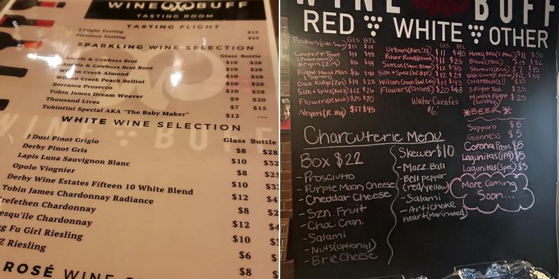 Wine Buff Tasting Room Menu