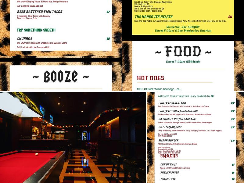 Tiny's Hi-Dive Menu