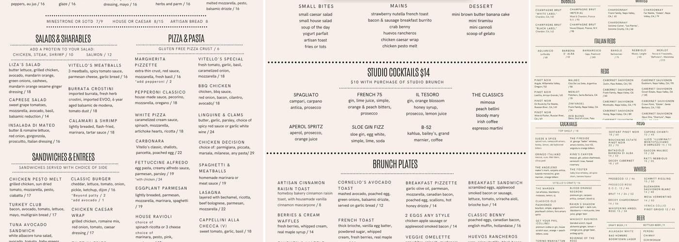 The Velvet Martini Lounge Menu