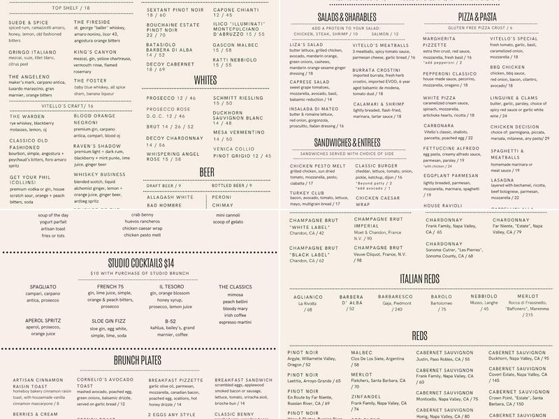 The Velvet Martini Lounge Menu