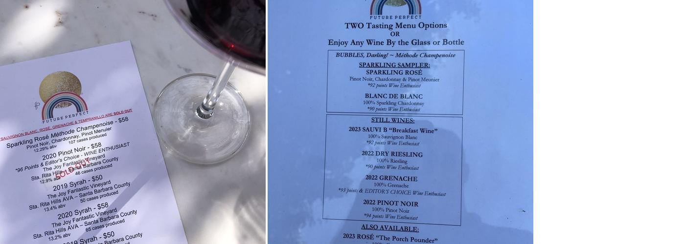Future Perfect Wine Menu