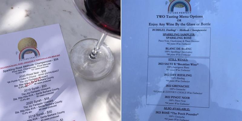 Future Perfect Wine Menu