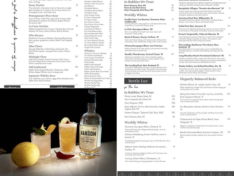 X Speakeasy Menu