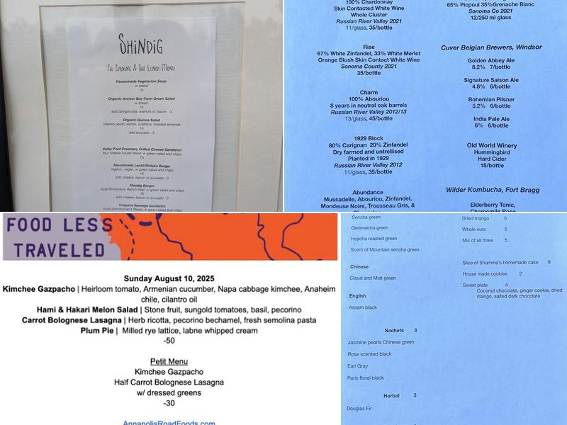 Shindig Menu