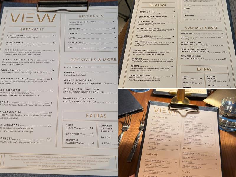 VIEW Restaurant & Lounge Menu