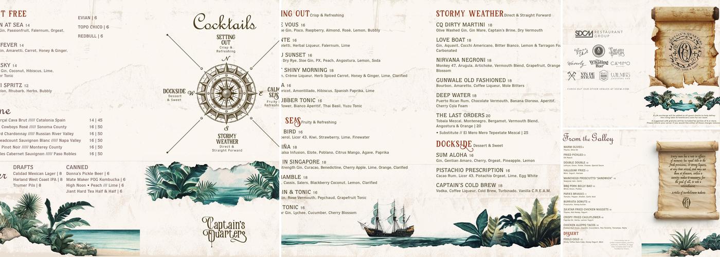 Captain's Quarters Menu