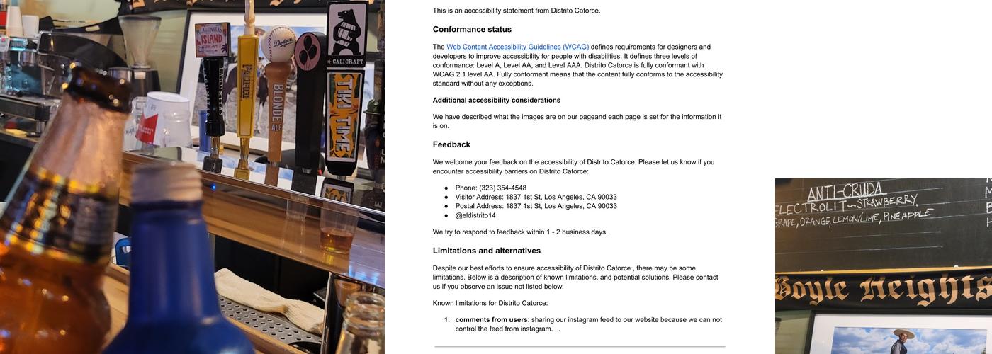 DISTRITO CATORCE Menu