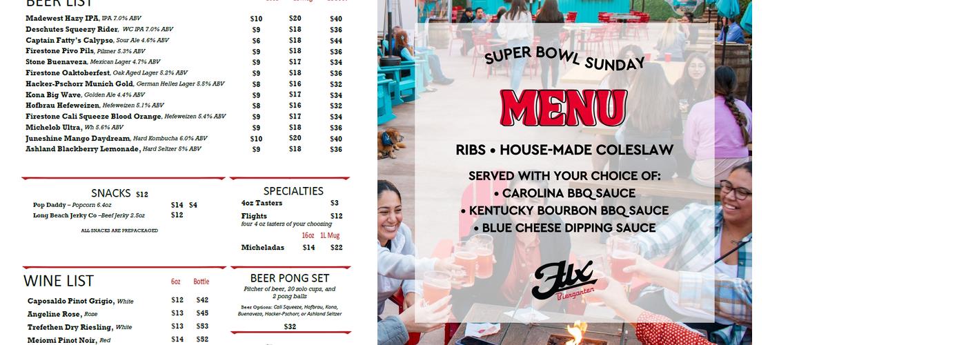 Flx Biergarten Menu