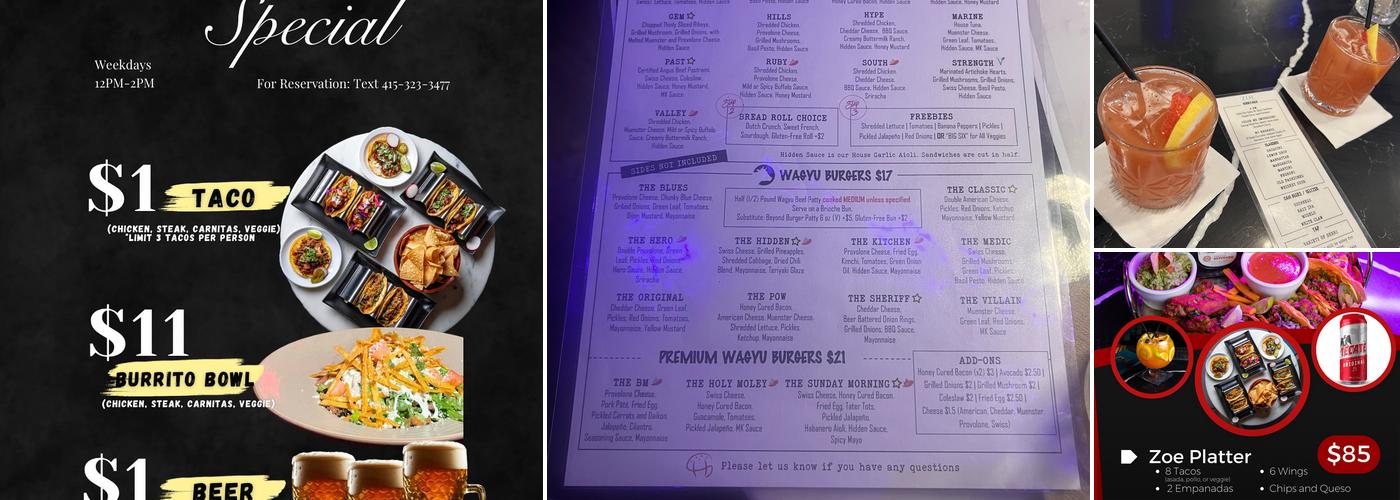 ZOE Cocktail Bar Menu