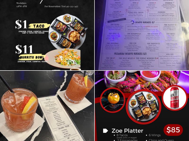 ZOE Cocktail Bar Menu