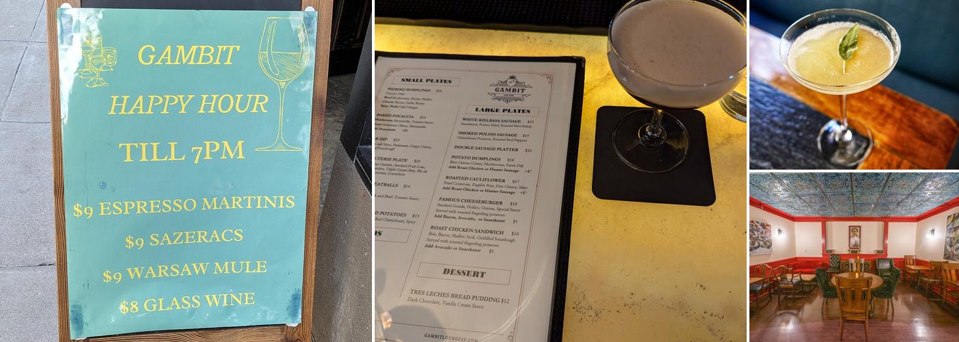 Gambit Lounge Menu