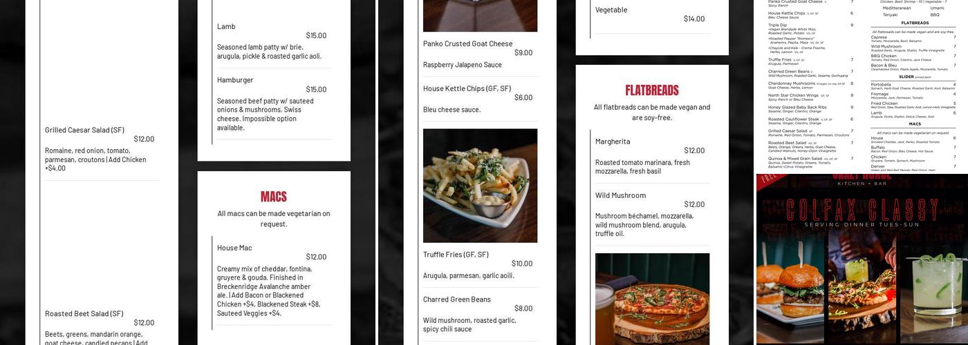 Crazy Horse Kitchen and Bar Menu