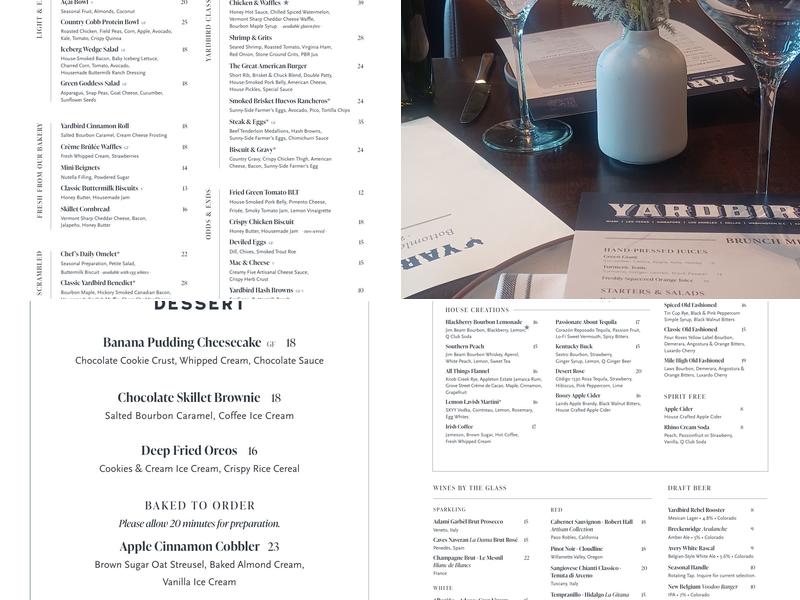 Yardbird Table & Bar Menu