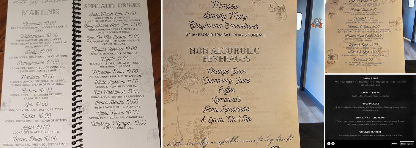 The Rustic Charm Bar and Grill Menu