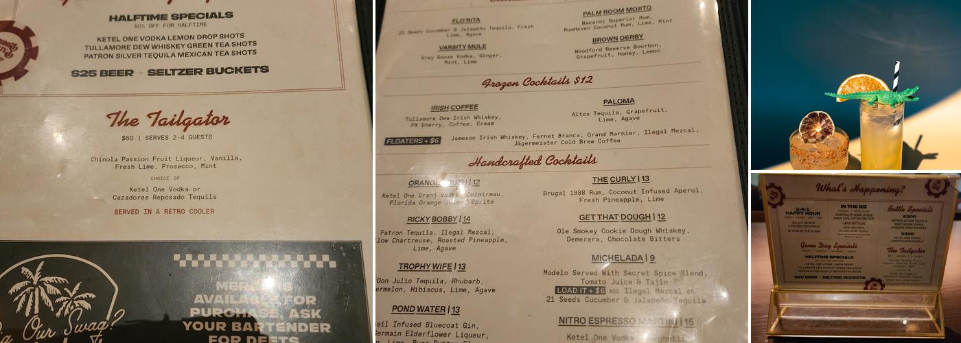 Palm Room Menu