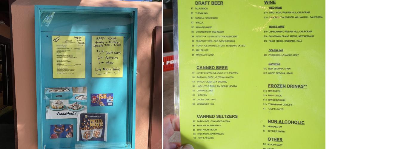 Pierre's Pub Menu