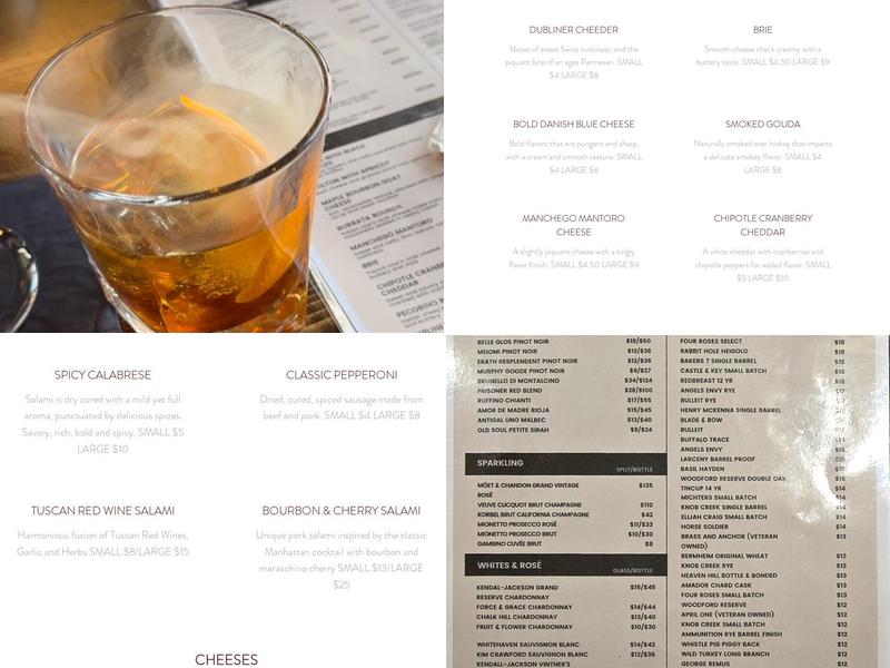 Corks & Barrels Menu