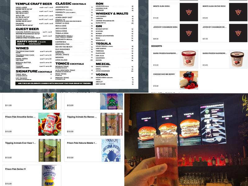 Temple Craft Wynwood Menu