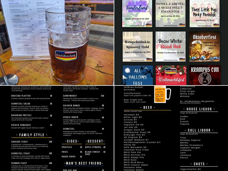 Krush Brau Park Portal Immersion Center Menu