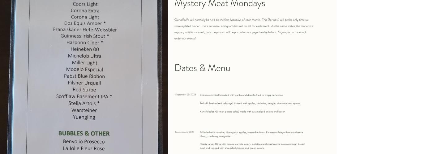 the Bar Bar on Wilmington Menu