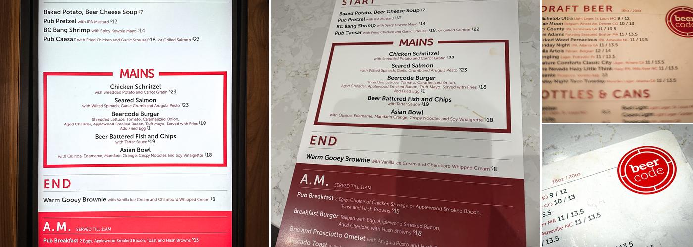 Beercode Kitchen and Bar Menu