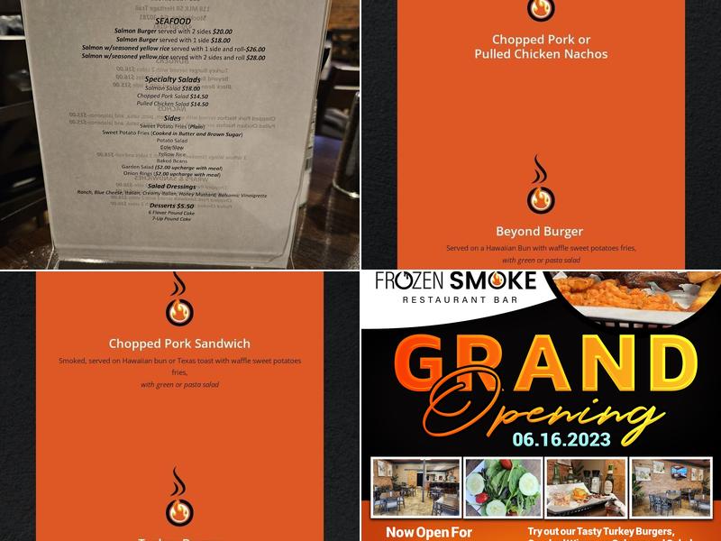 Frozen Smoke Restaurant Bar Menu