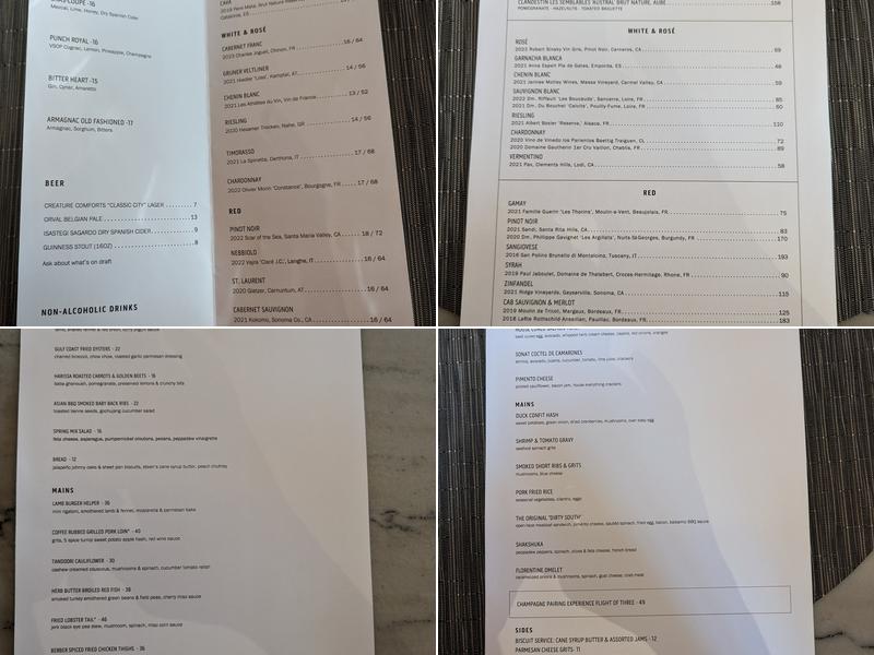 Southern National Menu