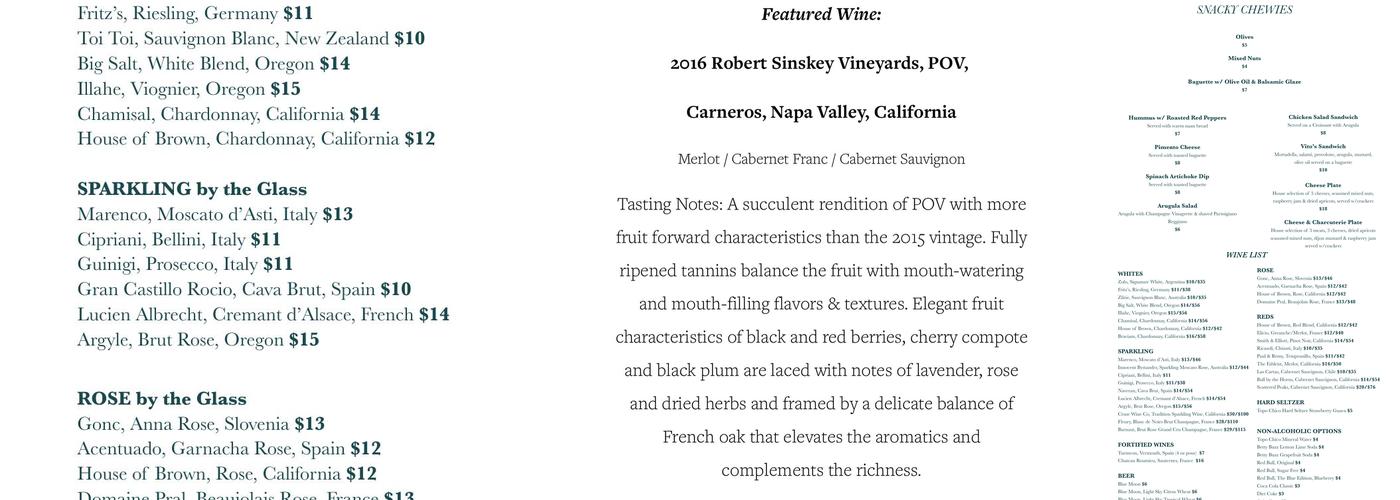 Gwen Tajz Wine Bar Menu