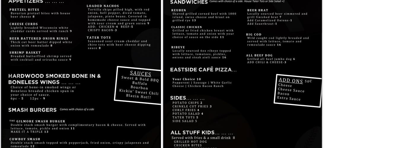 Gilmore’s Sports Bar Menu
