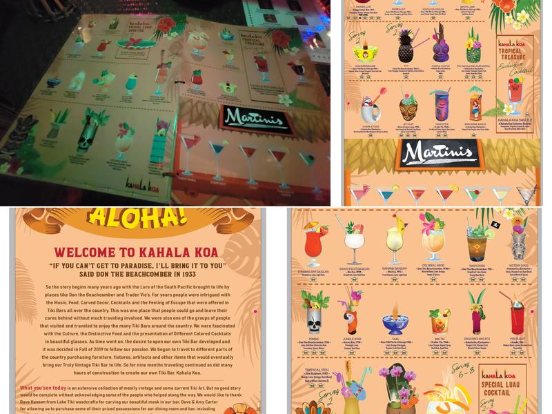 Kahala Koa Tiki Bar Menu