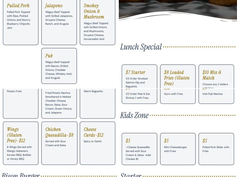 Lock & Keel Pub Menu