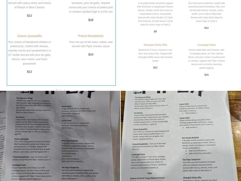 The Piper Menu