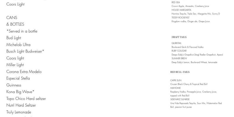 Block 15 Tavern & Exchange Menu