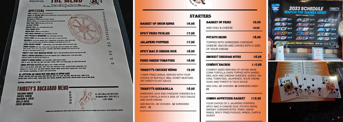Thirsty Bull Saloon Menu