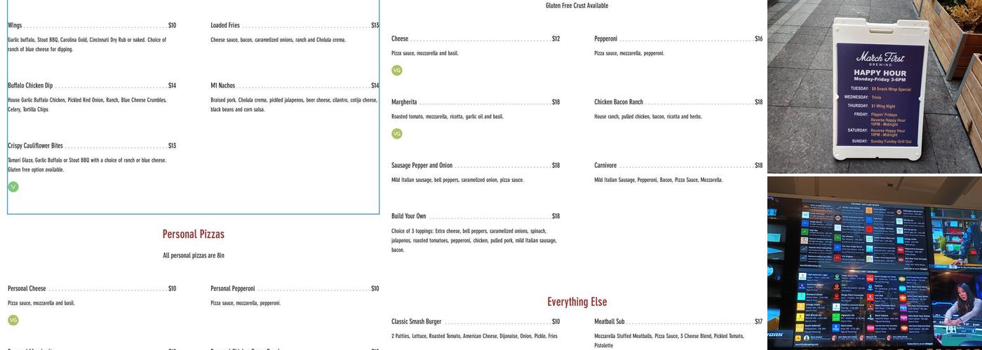 March First Brewing Cincinnati Menu