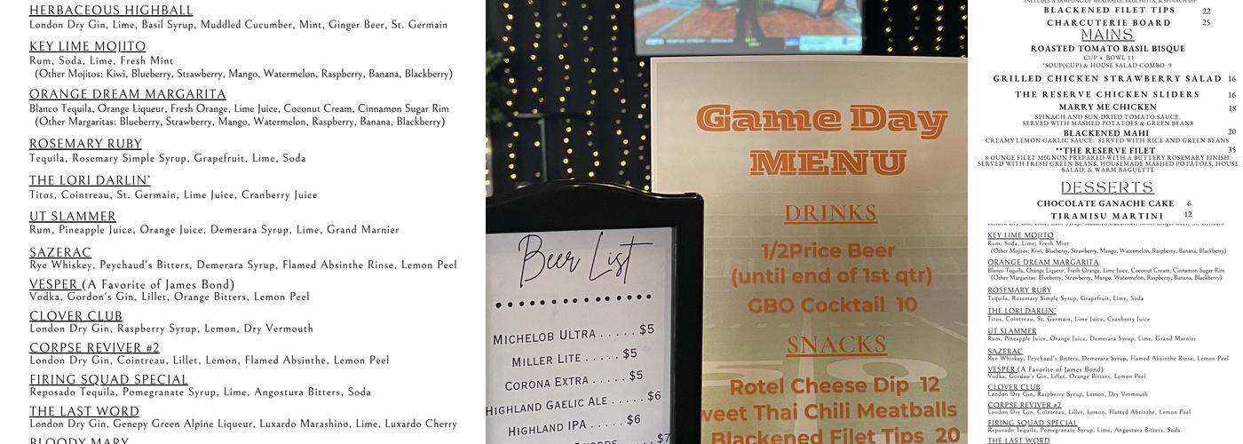 The Reserve Menu